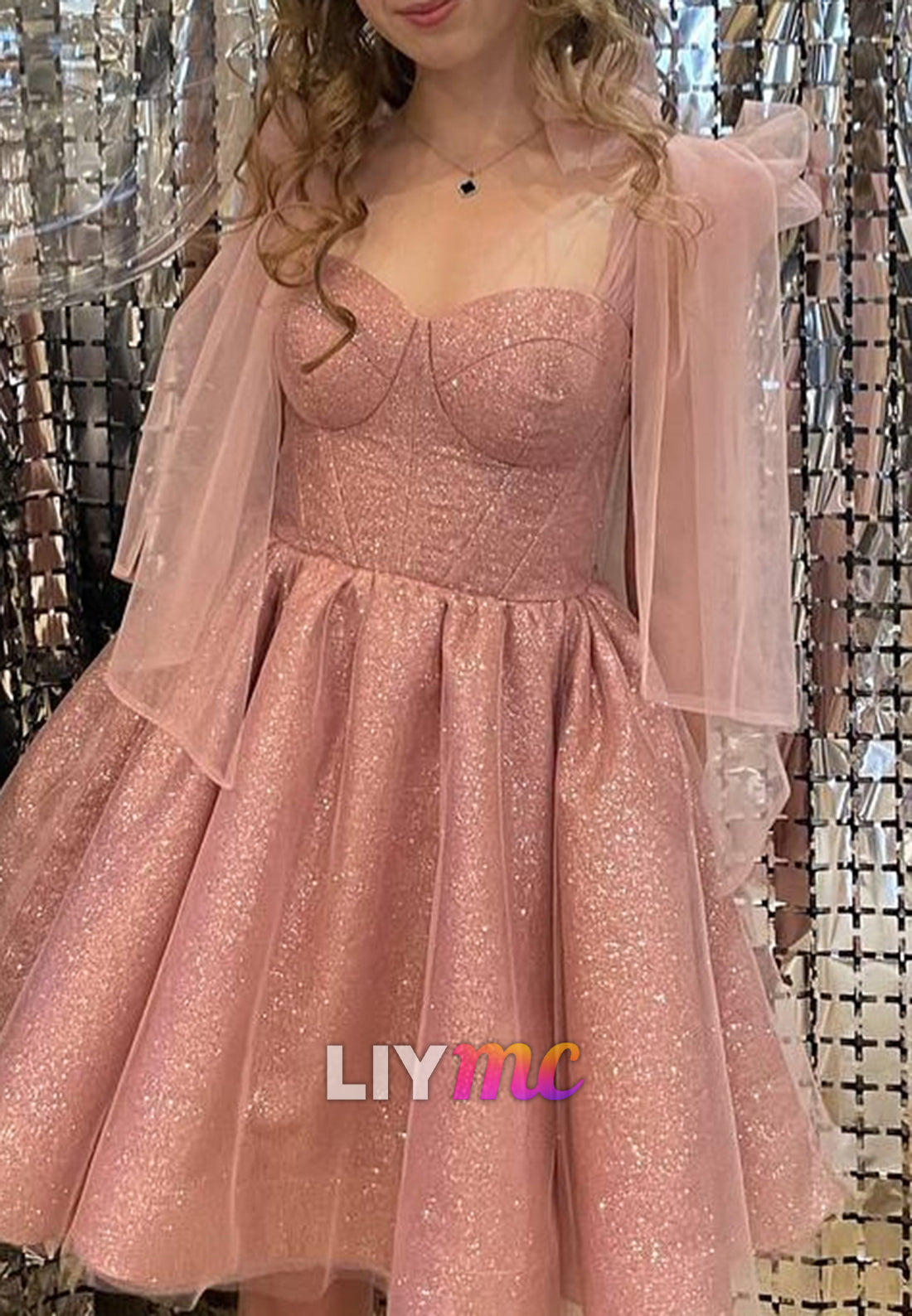 Sweetheart Bowknot Sparkly A-Line Party Homecoming Dress