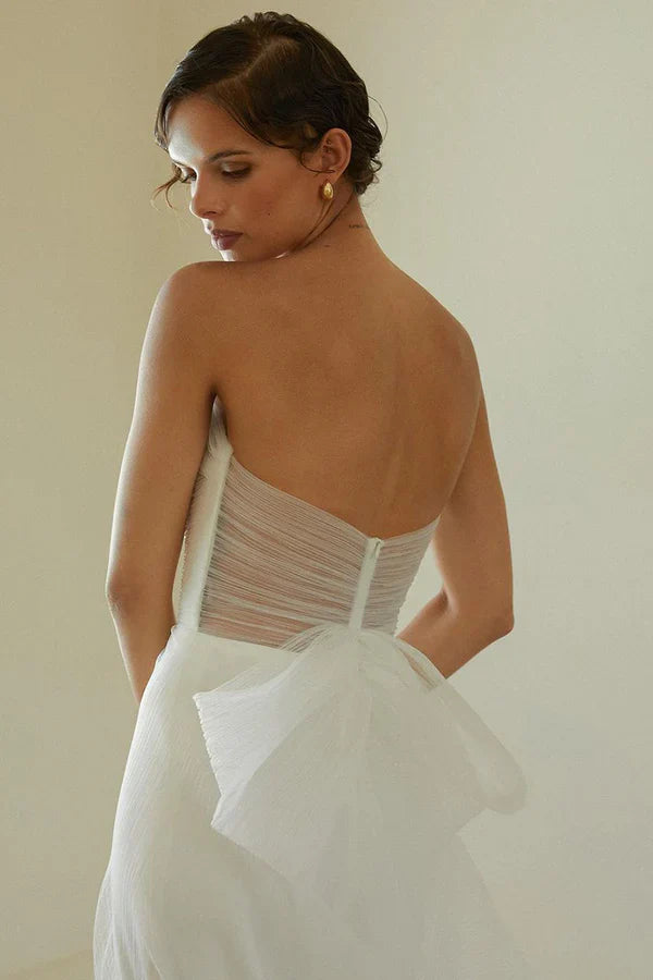 Unique strapless pendant mermaid ivory wedding dress