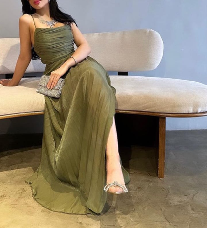 Green A Line Long Prom Dress Formal Party Dress