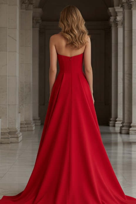 Strapless Sleeveless Wide-Leg Formal Jumpsuit