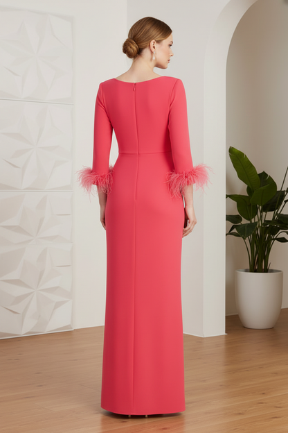 Scoop Long Sleeves Sheath Mother of Bride Dress