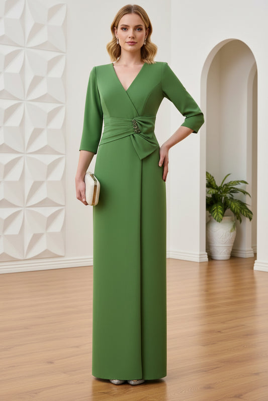 V-Neck Long Sleeves Sheath Mother of Bride Dress