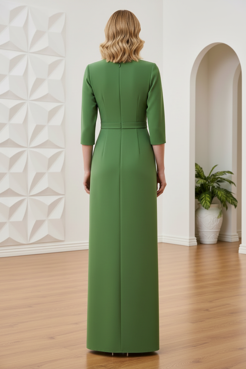 V-Neck Long Sleeves Sheath Mother of Bride Dress