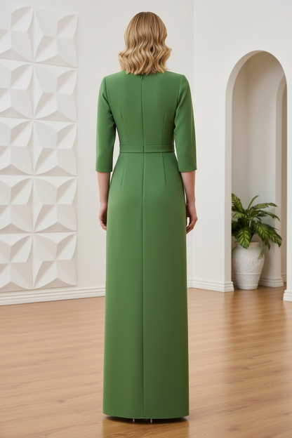 V-Neck Long Sleeves Sheath Mother of Bride Dress