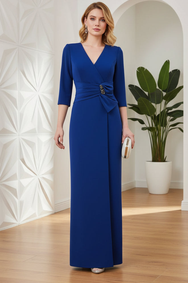 V-Neck Long Sleeves Sheath Mother of Bride Dress