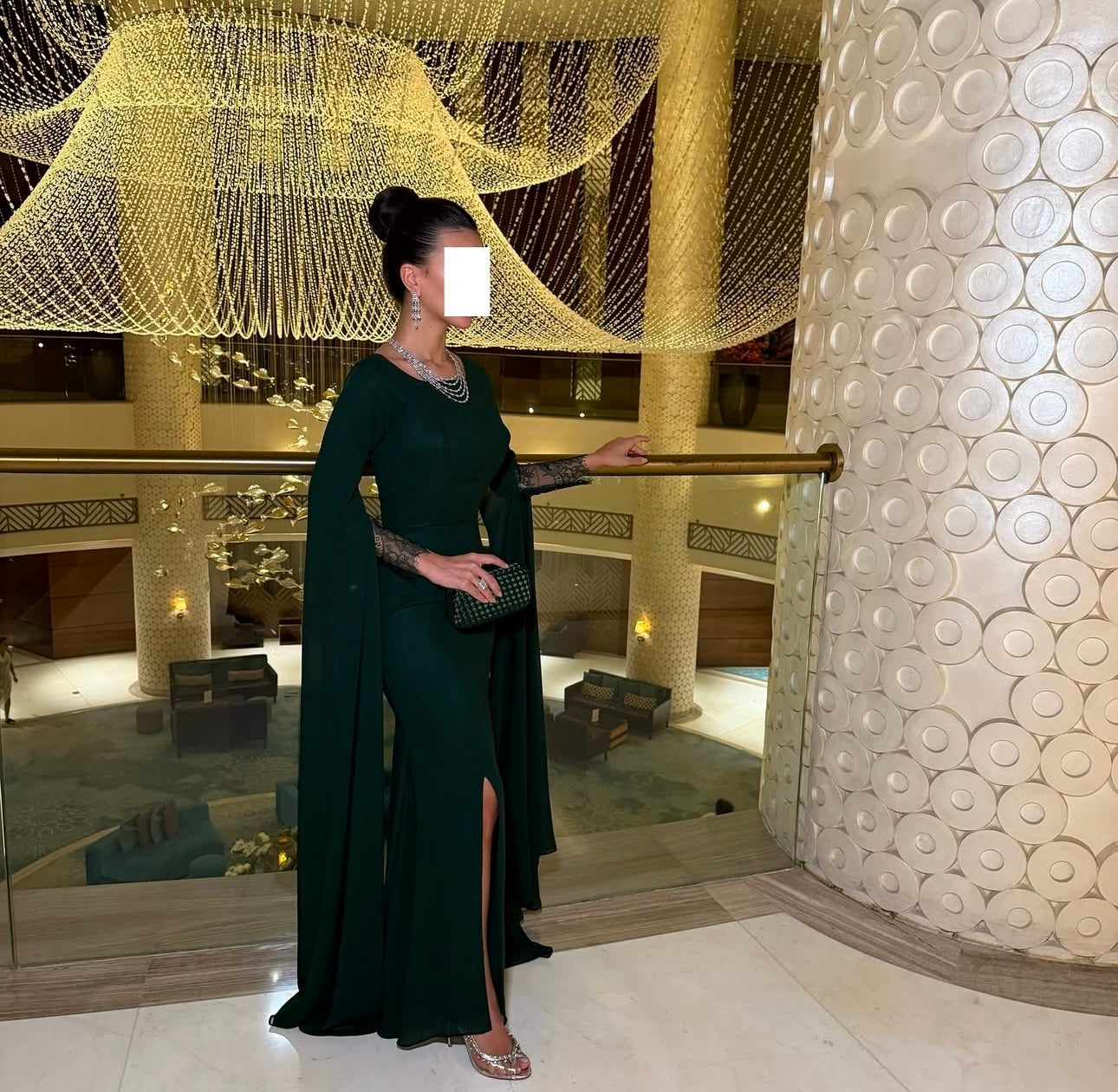 Scoop Long Sleeves Mermaid Evening Dress