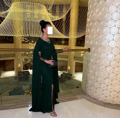 Scoop Long Sleeves Mermaid Evening Dress