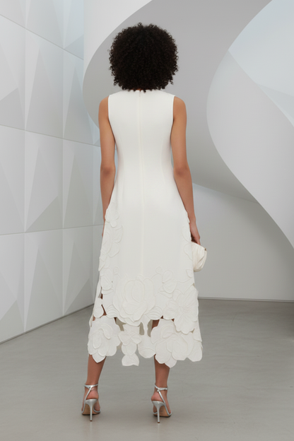 Scoop Applique Sleeveless Midi Dress