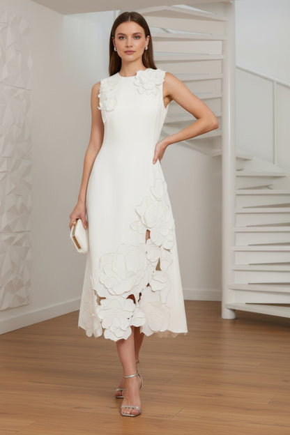 Scoop Applique Sleeveless Midi Dress