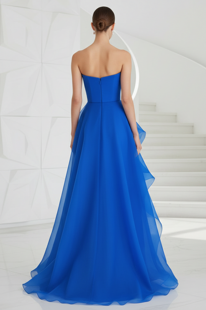 Strapless Ruffles A-Line Evening Gown