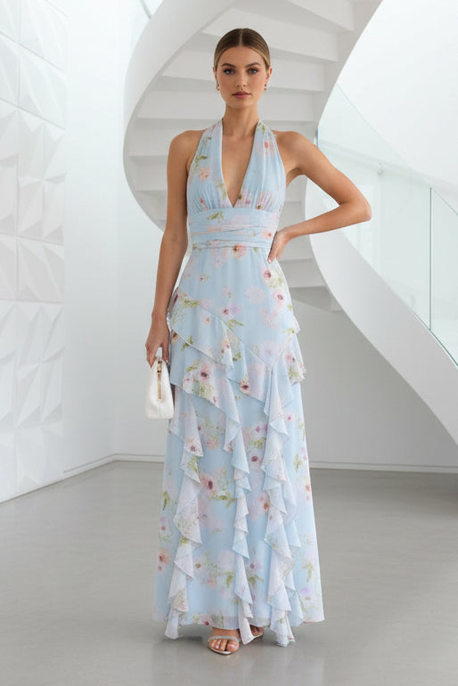V-Neck Floral Printed Summer Dress