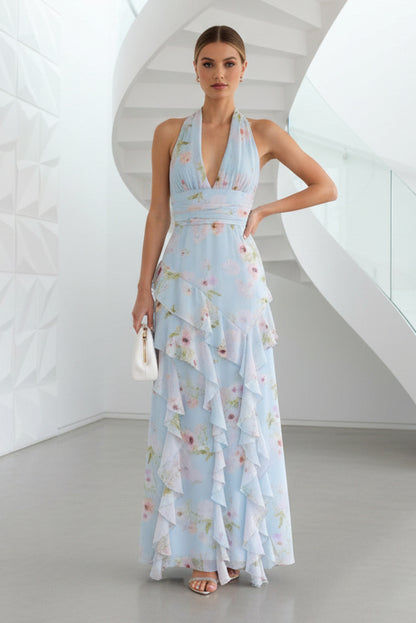 V-Neck Floral Printed Summer Dress