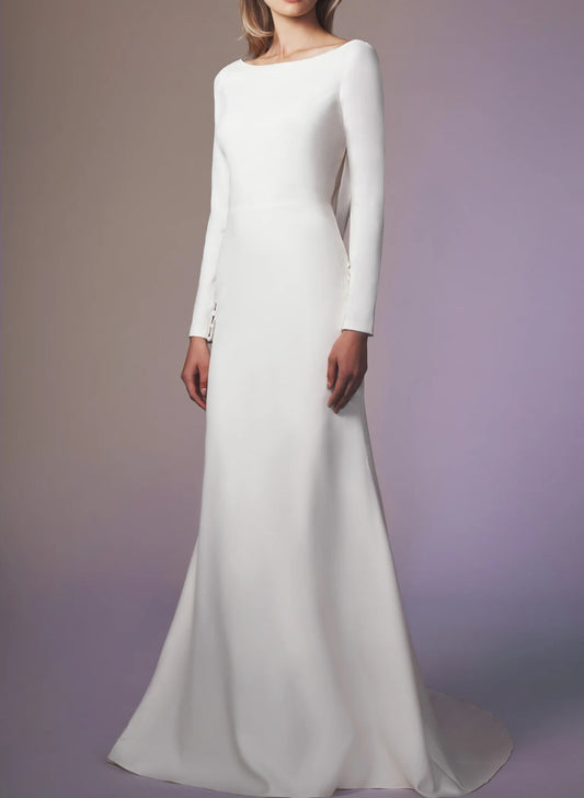 Cowl Back Elegant Long Sleeves Wedding Dresses With Mermaid
