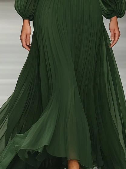 24-Hour-Shipping Off-shoulder Green Chiffon Maxi Dress