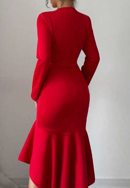 V-Neck Long Sleeves Mermaid Blazer Work Dress