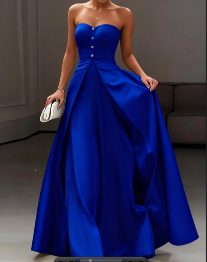 White Buckle Strapless Sleeveless Two-Piece Set