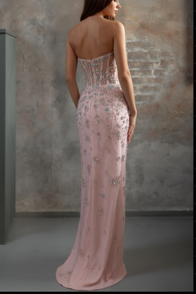 Sweetheart Sleeveless Beaded Sparkly Mermaid Prom Dress