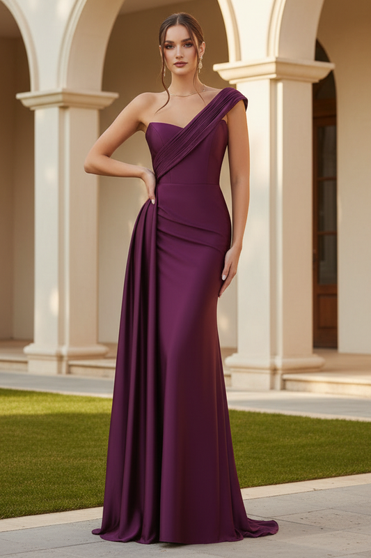 One Shoulder Sleeveless Mermaid Evening Dress