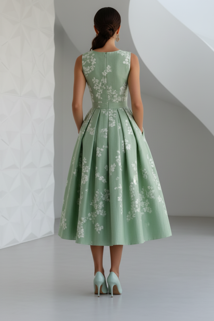 A-Line Crew Neck 3D Flowers Formal Dresses