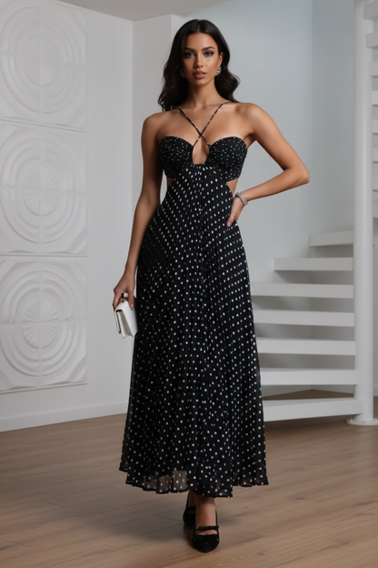 Sweetheart Polka Dotes Straps A-Line Summer Dress
