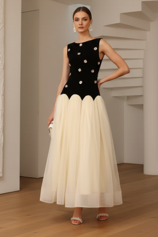 Scoop Beaded  A-Line Beaded A-Line Cocktail Dress