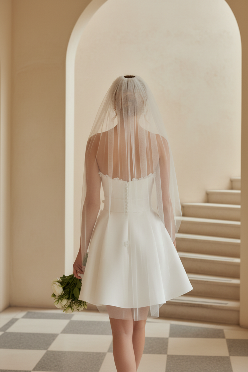 Strapless Appliques Short A-Line Wedding Dress