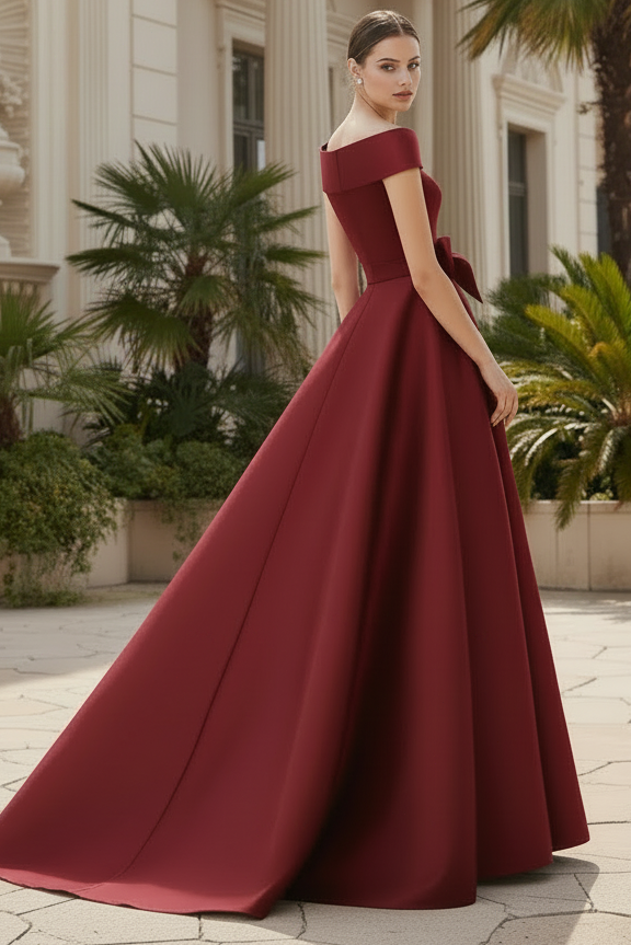 Elegant Off-The-Shoulder Overskirt Sweep Train Satin Mother Of The Bride Dresses With Lace