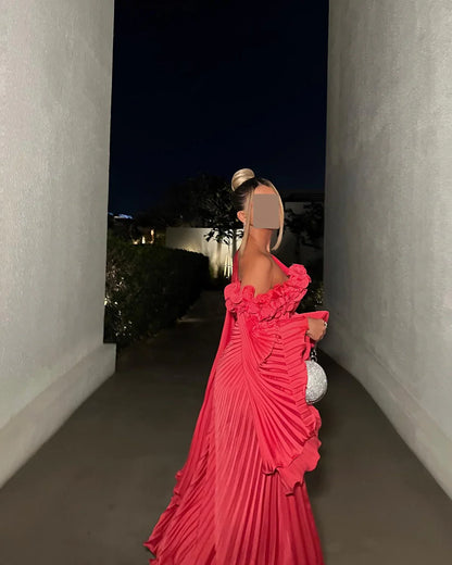 One Shoulder Long Sleeves A-Line Evening Dress