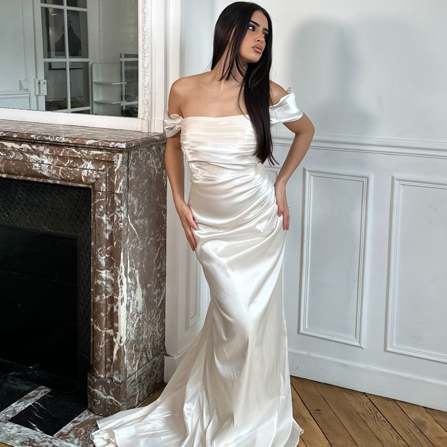 Off-Shoulder Sleeveless Pleatedd Mermaid Formal Dress