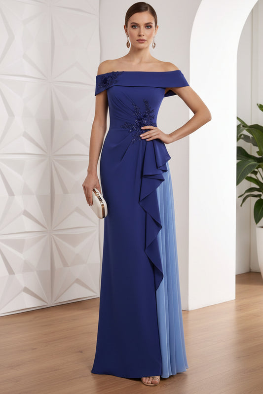 Off-Shoulder Ruffles Sheath Mother of Bride Dress