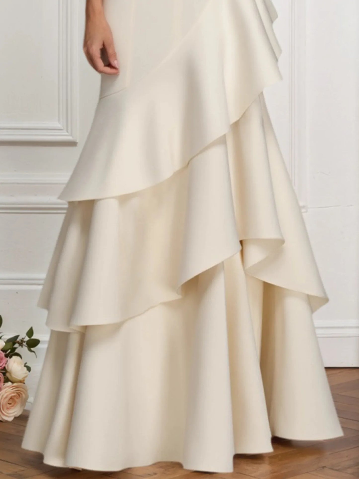 Formal Prom Tiered Maxi Dress White One Shoulder Maxi Dress