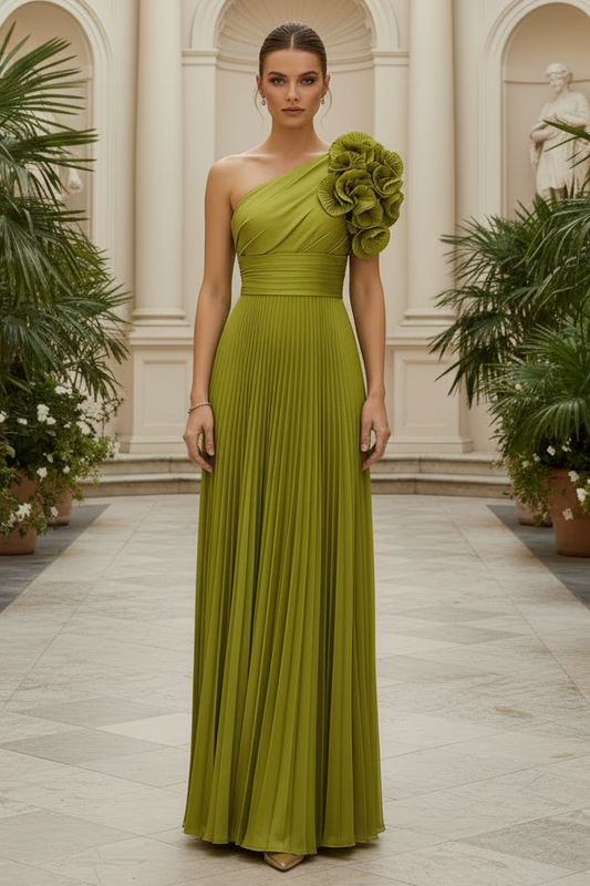 A-Line One-Shoulder Sleeveless Floor-Length Mother Of The Bride Dresses With Ruffle