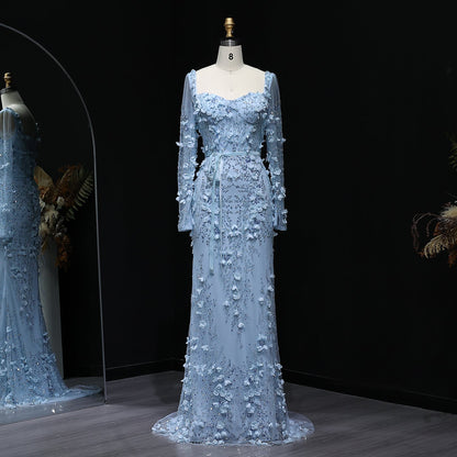 Stunning Lime Green 3D Floral Mermaid Evening Dress