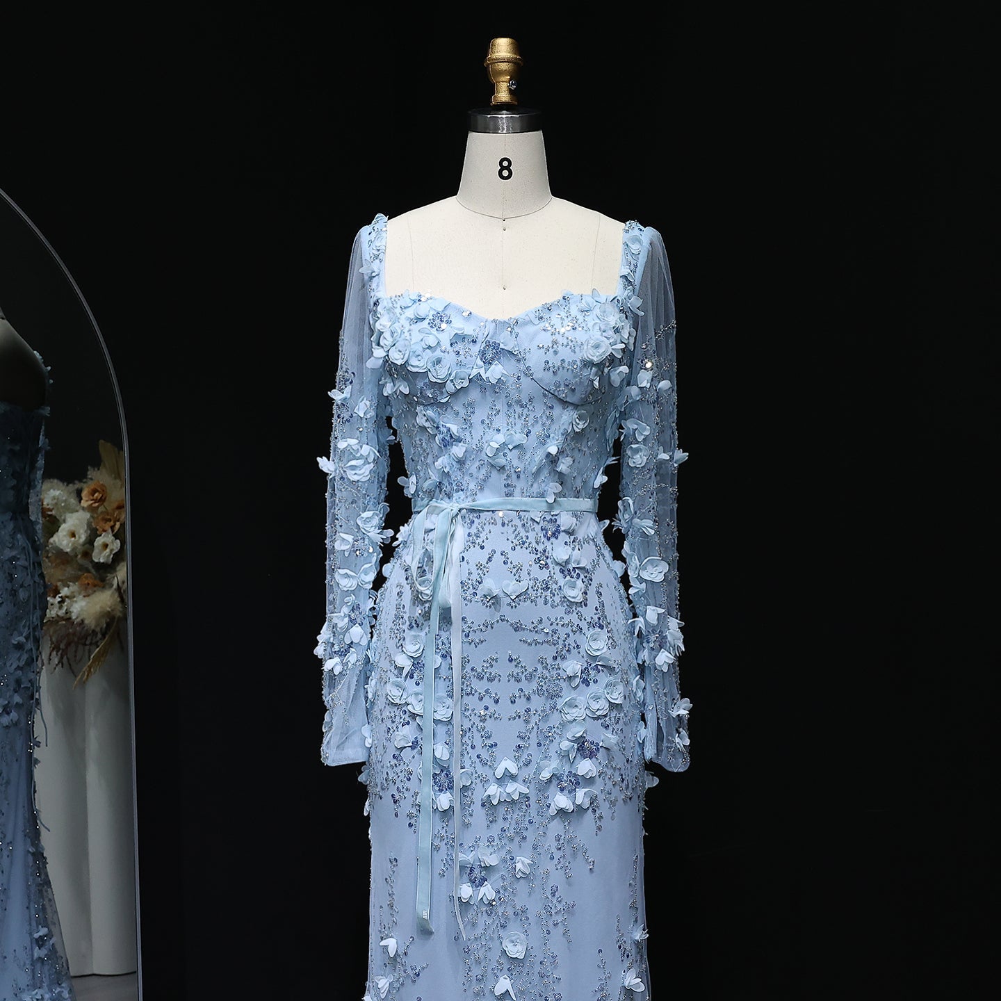 Stunning Lime Green 3D Floral Mermaid Evening Dress