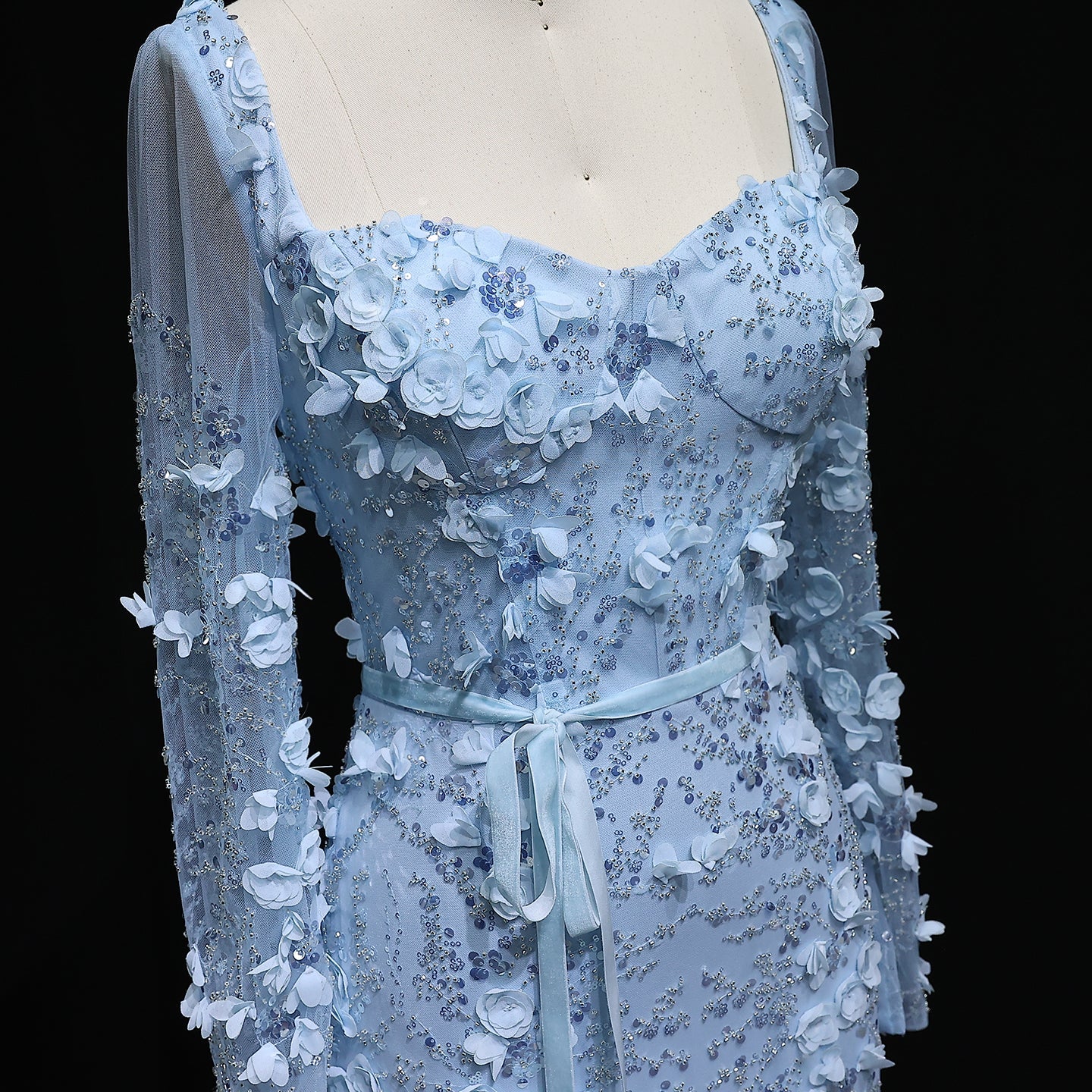 Stunning Lime Green 3D Floral Mermaid Evening Dress