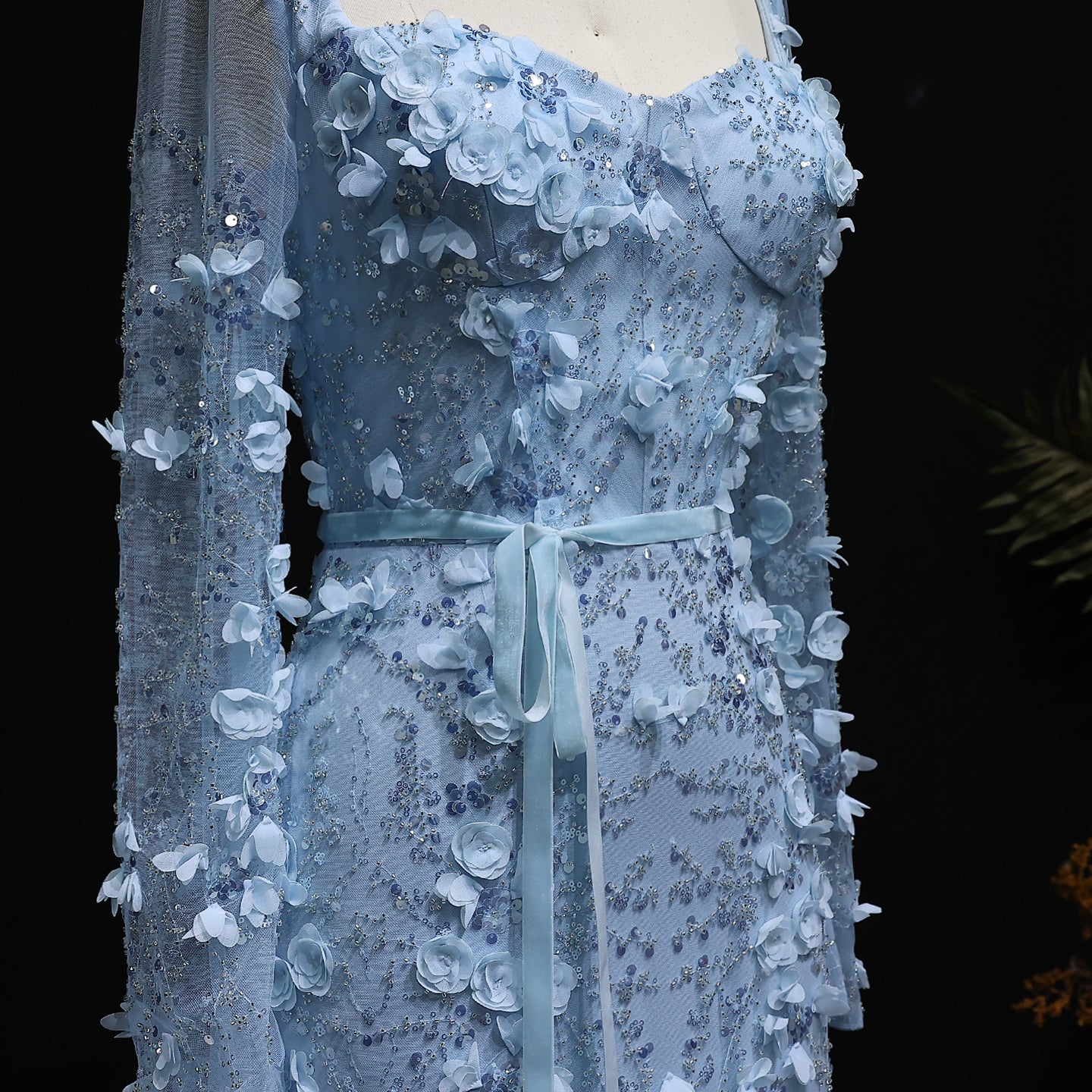 Stunning Lime Green 3D Floral Mermaid Evening Dress