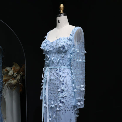 Stunning Lime Green 3D Floral Mermaid Evening Dress