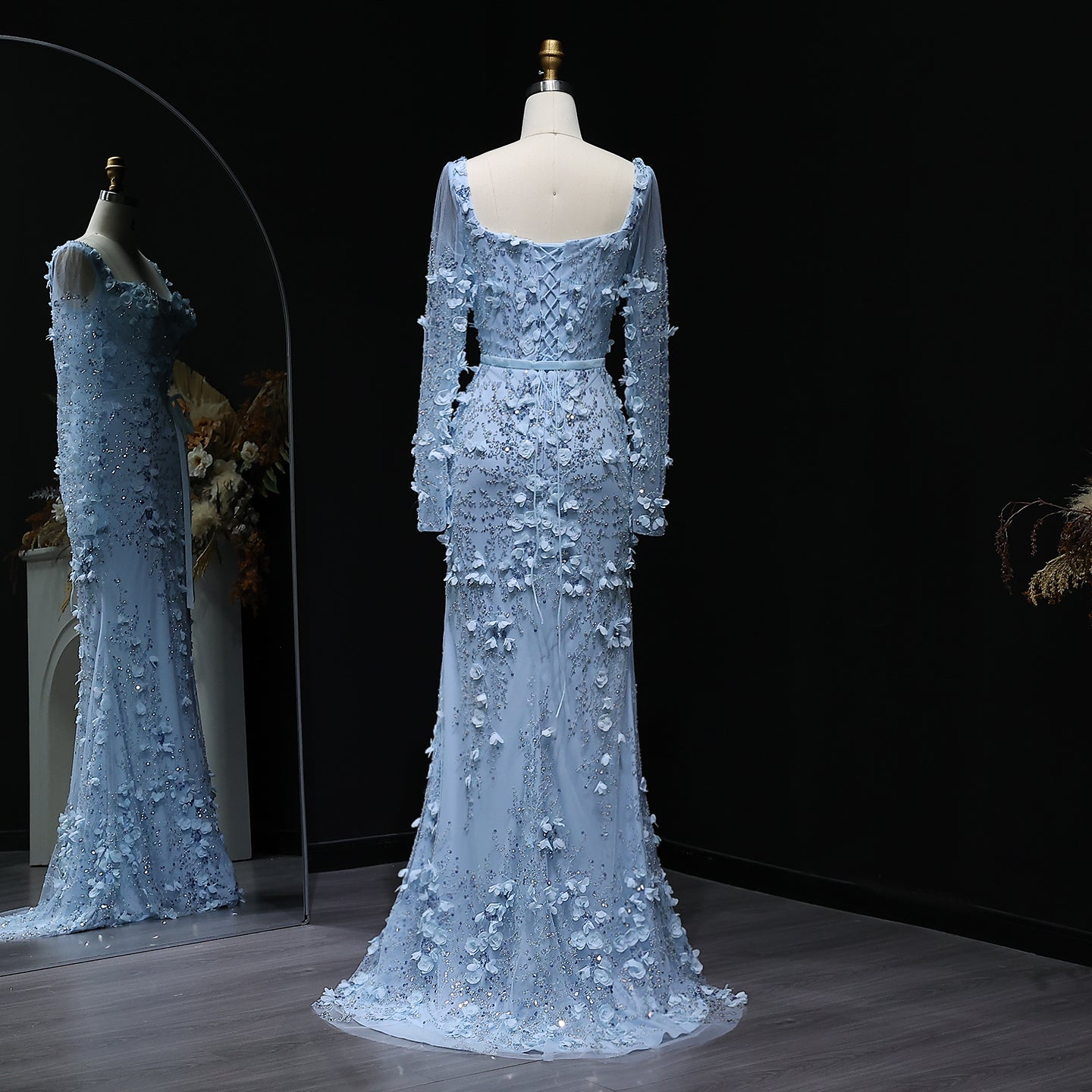 Stunning Lime Green 3D Floral Mermaid Evening Dress