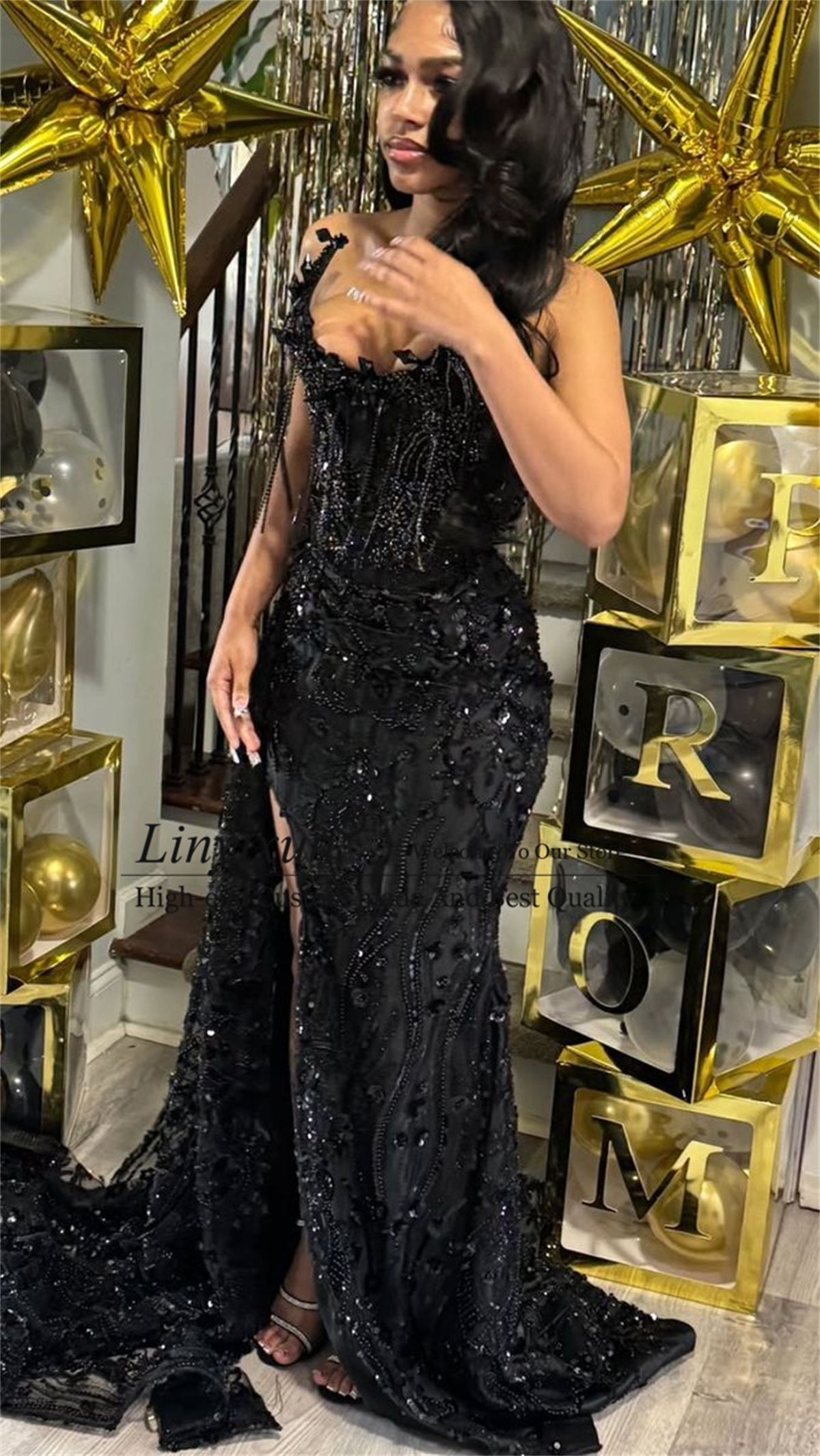 Mermaid Black Luxurious Prom Dress Black Girl Sexy Graduation Dress Fo Liymc Mermaid Black Luxurious Prom Dress Black Girl Sexy Graduation Dress Fo Liymc