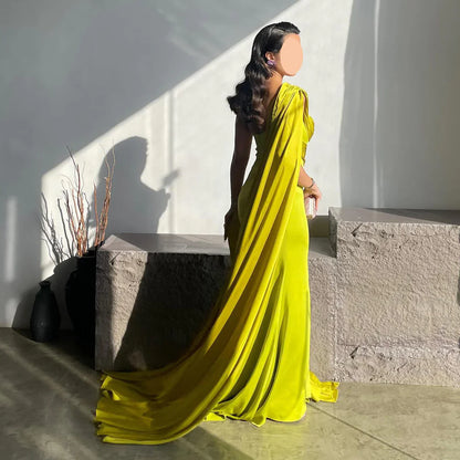 One Shoulder Sleeveless Pleated Mermaid Evening Dress