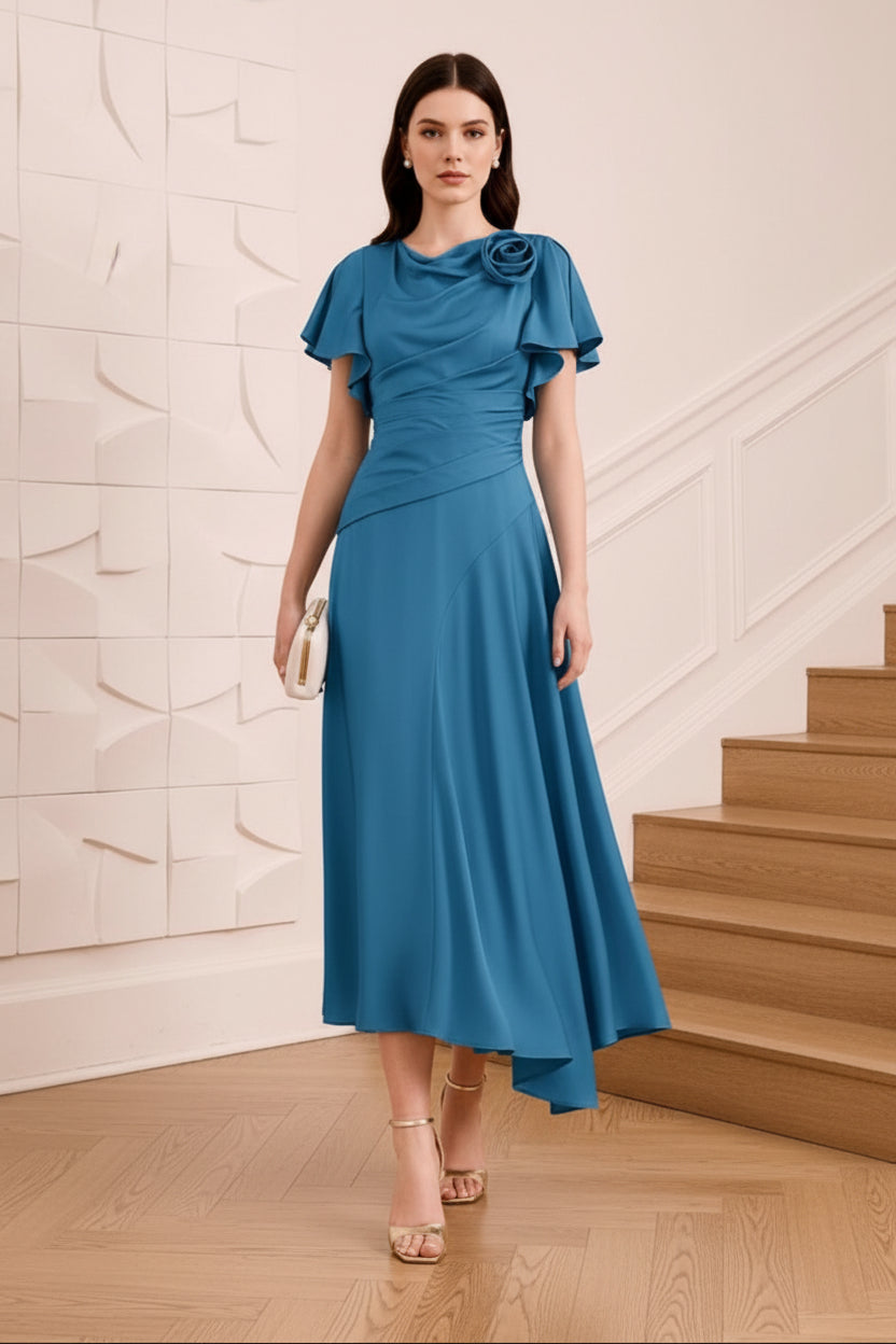 Scoop Short Sleeves A-Line Cocktail Dress