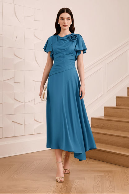 Scoop Short Sleeves A-Line Cocktail Dress