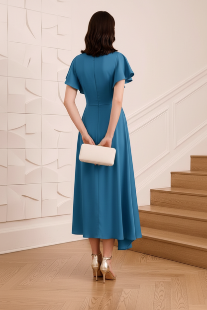 Scoop Short Sleeves A-Line Cocktail Dress