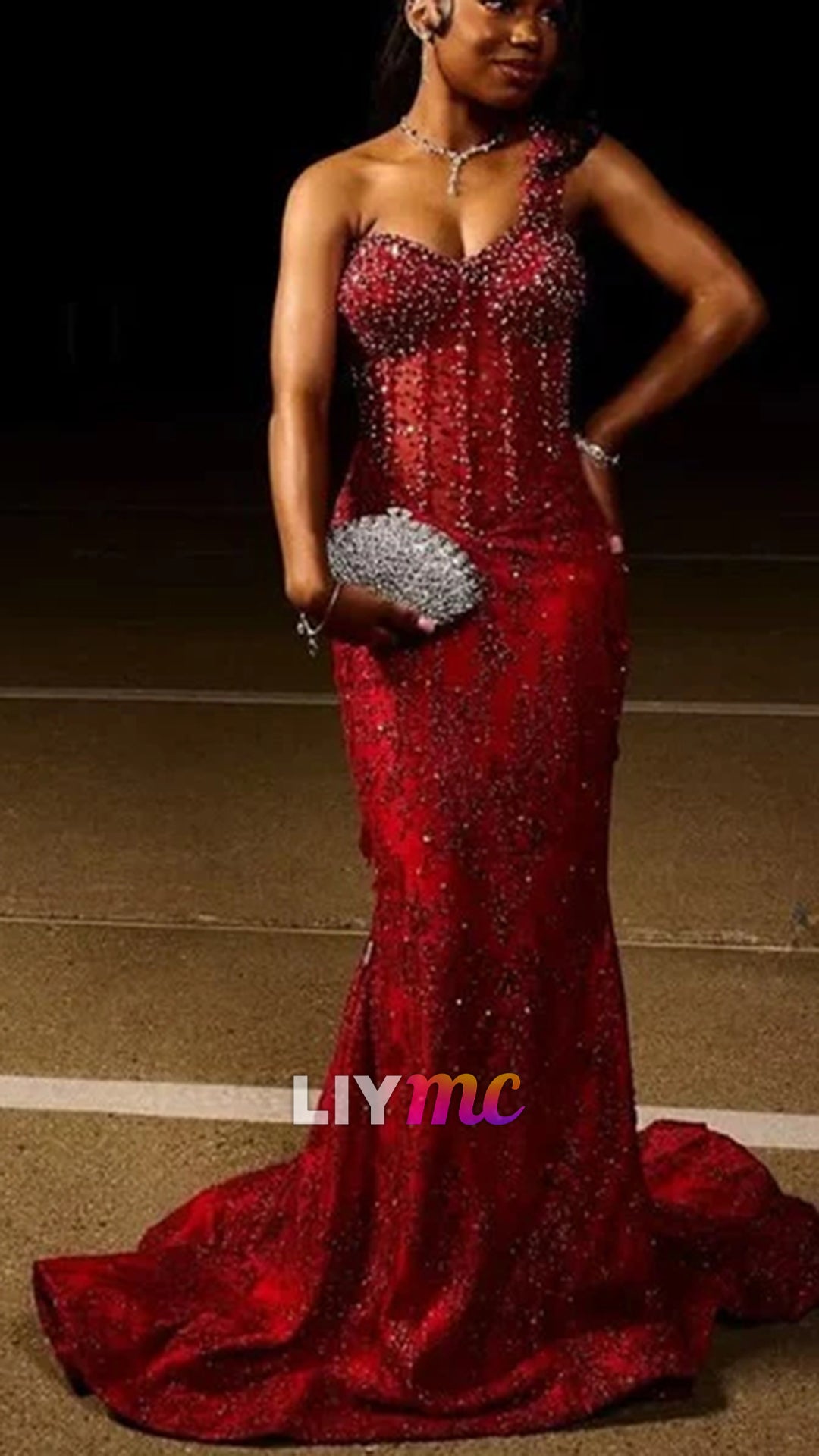 Red Mermaid Long Prom Dresses Formal Evening Dress