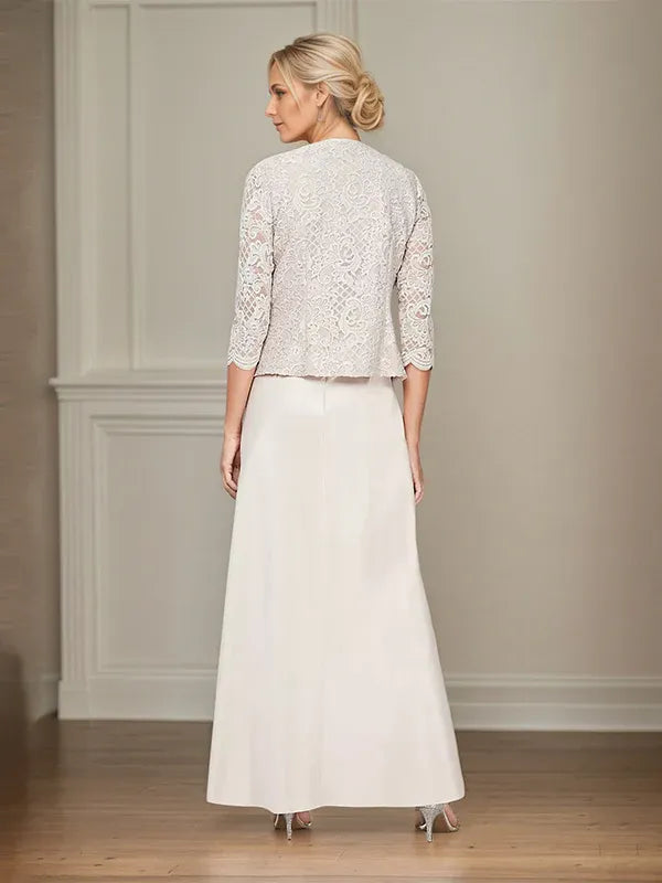 Glitter Lace & Satin Skirt Jacket Dress with Open Jacket