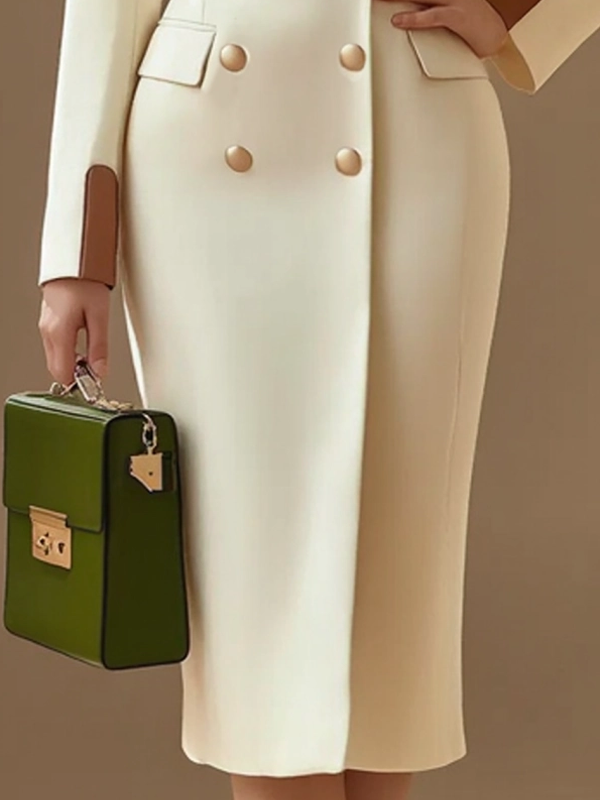 White Satin Lapel Blazers Dresses