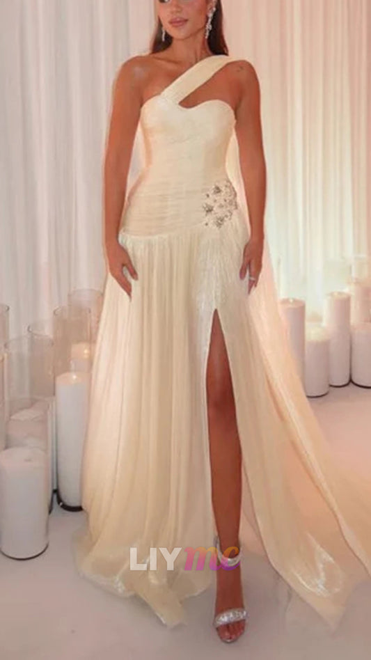 Charming Sweetheart Sleeveless Pleated Long Prom Dress with Split