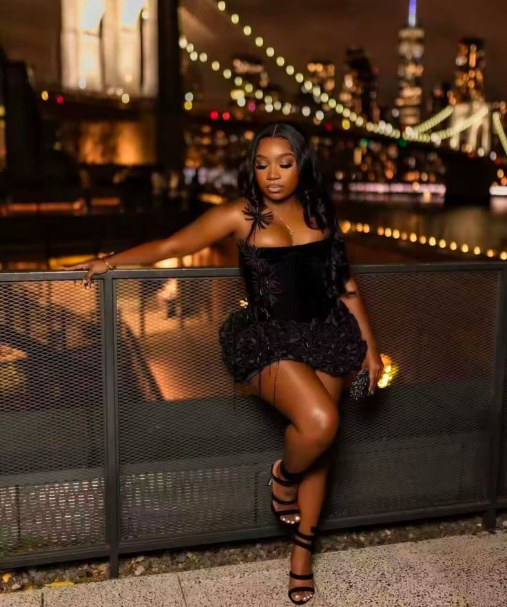 Sexy Black Satin Rose Halter Cocktail Dress Sheath Short Birthday Dress Homecoming Dress