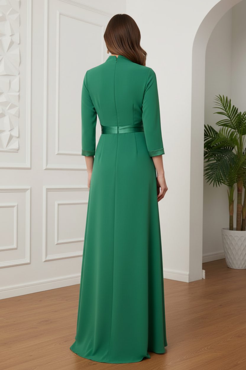 V-Neck Long Sleeves A-Line Mother of Bride Dress