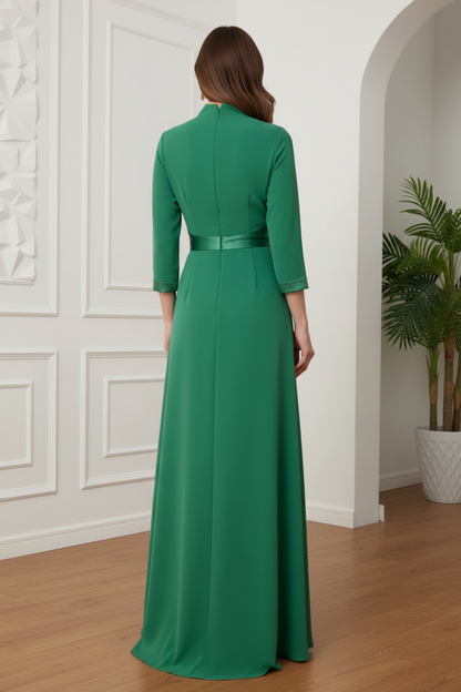 V-Neck Long Sleeves A-Line Mother of Bride Dress